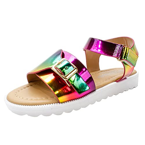 Children Thick Sole Gradient Sandals Fashion Soft Beach Shoes Little Girls Sandals Sandals Wear Jelly Shoes Size 10 (Hot Pink, 8-9 Years Little Child)
