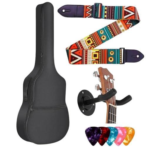 Image of SKYCELL Guitar Bag Padded with Strap, Picks & Wall Stand Combo Compatible with 38; 39; 40; 41; Inches Guitar Cover Gig Bag for /Pacifica