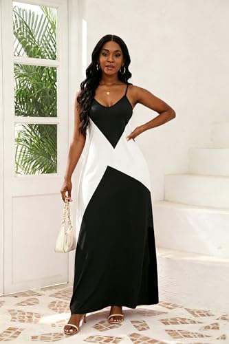 Image of vunahzma Womens Casual Fashion Sleeveless Plus Size Loose Long Sexy Maxi Dress with Pockets