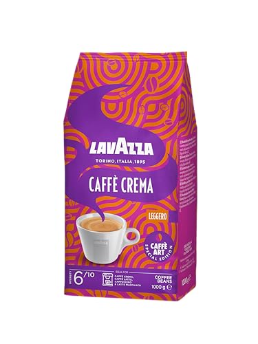 Lavazza, Caffè Crema Leggero, Kaffeebohnen, Ideal für Espresso-Kaffeemaschinen, mit Aromanoten von Kakao und Schokolade, Arabica und Robusta, Intensität 5/10, Mittlerer Röstgrad, 1 kg