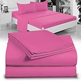 Picture of Twin XL 100% Microfiber Double Brushed Sheet Set - Extra-Soft & Wrinkle-Free - 15" Deep Pockets, 39" x 80" - Ideal for Dorms, Hospitals & Split King Beds - 3 PC Set (Twin XL, Hot Pink)