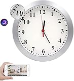 KFJZGZZ 1080P HD WiFi Caméra Cachée Horloge Murale Caméra Espion Nanny Cam avec Alarme De Détection De Mouvement, Caméra De Sécurité Intérieure Secrète, (home)