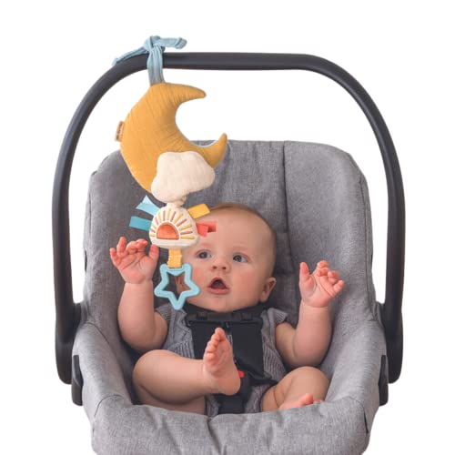 Image of Itzy Ritzy – Musical Pull-Down Toy - Bitzy Notes Baby Musical Toy Attaches to Car Seat, Play Gym, or Stroller & Plays a Soothing Melody, Infant Toy for Ages 0 Months and Up (Moon)