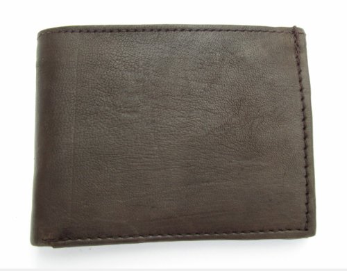 Dangerous Threads Mens Choc Brown Leather Wallet Bifold Three Window 786b4