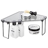mDesign Estantería metálica de pie apilable – Elegante rinconera para baño – Mueble esquinero para champú, Gel de Ducha y jabón – Gris Humo y Negro