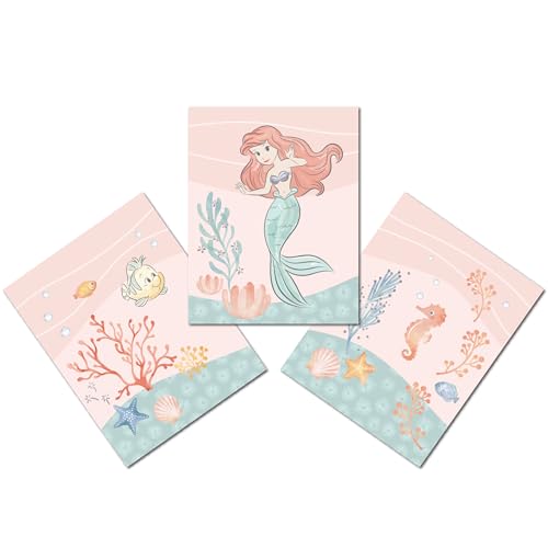Image of Bedtime Originals Disney Baby The Little Mermaid 3-Piece Unframed Wall Art