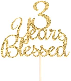 Atelier Elegance 3 Years Blessed Cake Topper, 3rd Anniversary Cake Topper, 3rd Birthday