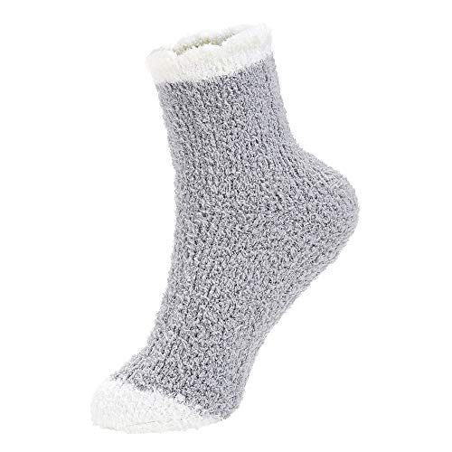 Century Star Women Warm Super Soft Slipper Socks Fuzzy Fluffy Cozy 3-8 Pairs Home Socks (01)3 Pairs Solid-Color 04 #TOP3