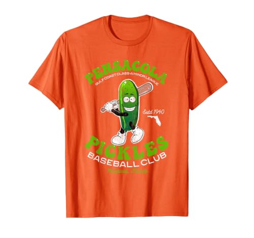 Pensacola Pickles Minor League Retro Baseball Team T-Shirt, Men, Orange, Small