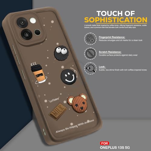 Image of AESTMO Back Case Cover | Cute Fun Cartoon 3D Ball | Coffee Silicone Case | Full Body Protection | Camera Protection Back Cover (Brown, OnePlus 13S 5G)