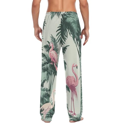 Palm Trees Flamingo Pajama Pants for Men Comfort Sleep Lounge Bottoms Straight-fit with Pockets S-XXL2