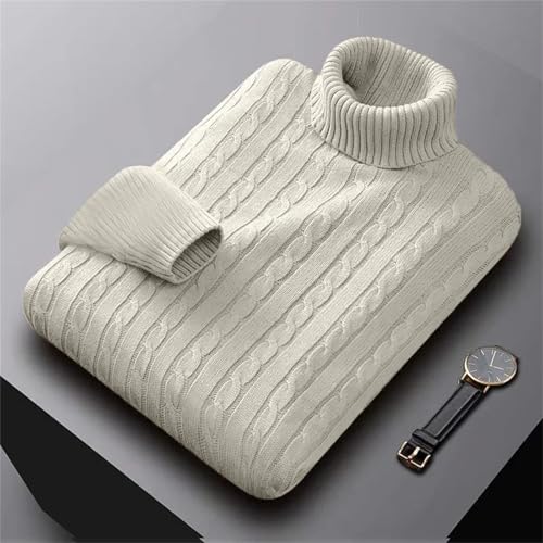 Men's Turtleneck Knitted Sweater Outdoor Solid Color Pullover Street Warm Lightweight Sweater3