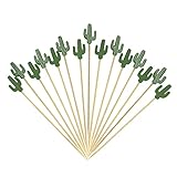 Minisland Tropical Cacti Cocktail Picks 4.7 Inch Long Bamboo Fancy Toothpicks for Appetizers Drinks Fruits Hawaiian Party Food Garnish Skewer Sticks 100 Counts- MSL173