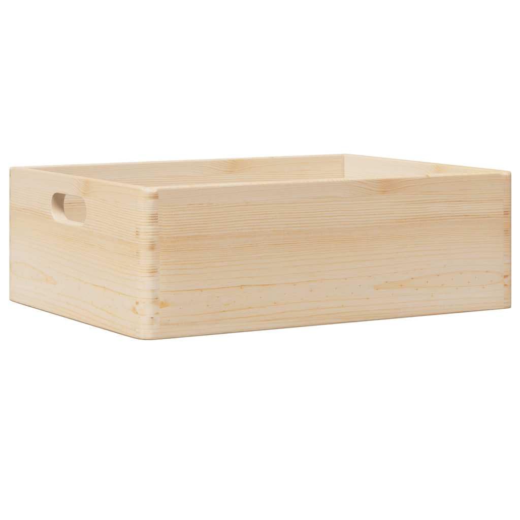Caja de madera con asas 40 x 30 x 13 cm de pino macizo versátil almacenamiento para dormitorio, oficina, baño, cocina