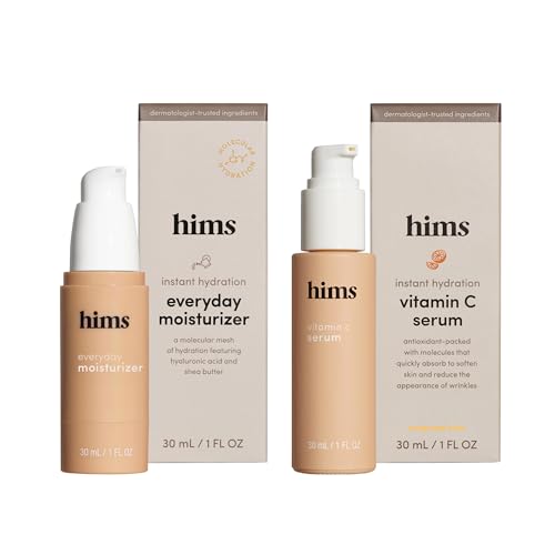 hims Everyday Moisturizer for Men - Lightweight Hydrating Mens Face Moisturizer with Hyaluronic Acid and Shea Butter - 1 fl oz & hims Vitamin C Serum for Men - Reduces Wrinkles - 1 fl oz