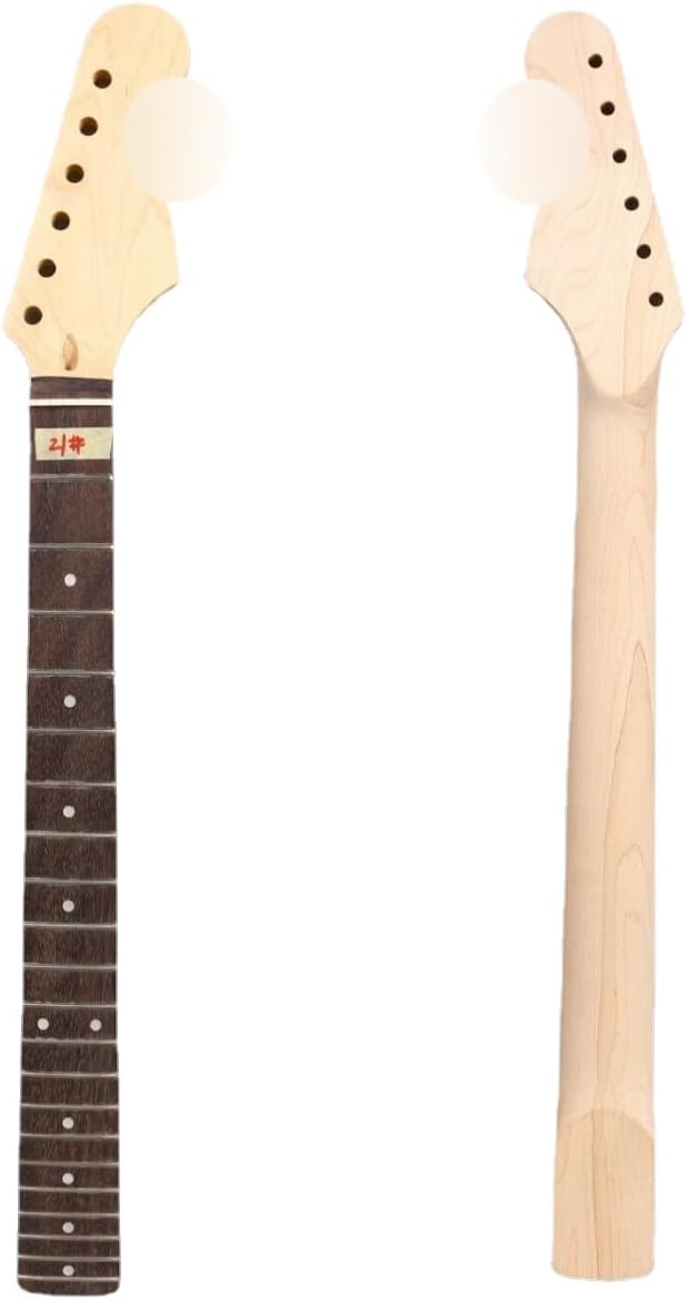 ZHOUJIE ST Guitar Neck 22 Frets Maple Wood Adjustable for Electric Guitar, 6 Strings, Matte Yellow