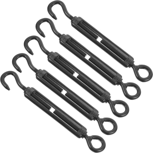 5 piezas Tensor de cable con gancho y ojal M5 en acero inoxidable 304 con acabado negro electroforético miniatura 1