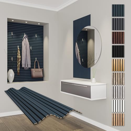 HEXIM Comfort Acoustic Panels, 118 x 60 cm, Flexible Wooden Panels, Slat Wall, MDF Wall Panels, Slat Cladding, Wall Cladding, Soundproofing (0.71 m² Ocean)