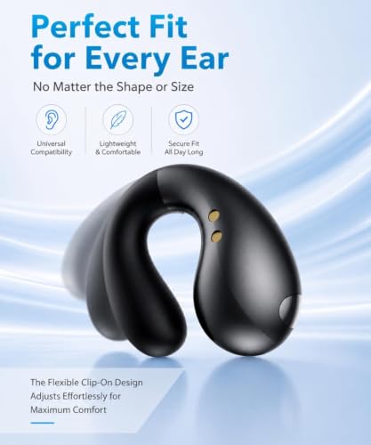 Boytond Ultra Open Ear Earbuds - Comfortable Clip-On Bone Conduction Earbuds, Over-The-Ear Open Headphones with Waterproof Build for Running, Gym Workouts, and Outdoor Sports, Shadow Black - image 3