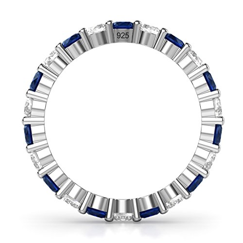 Metal Factory 3.50MM Sterling Silver 925 White & Blue CZ Eternity Engagement Wedding Band Ring2