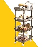 Rolling Cart, 4-Tier Plastic Utility Cart, Diaper Cart Organizer, Storage Cart with Handle, Movable