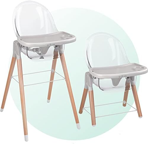 Children of Design 6 in 1 Deluxe Wooden High Chair for Babies & Toddlers, Modern Safe & Compact Baby Highchair, Easy to Clean, Removable Tray, Easy to Assemble, 6 Options 3 Seat Positions 2 Heights