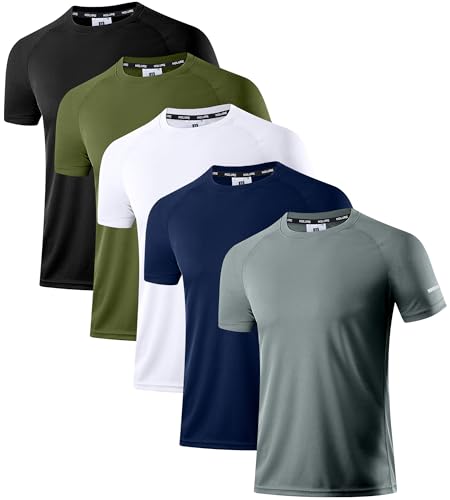 Image of Men's Quick-Dry Sportswear T-Shirts,4 /6 Pack Breathable Moisture Wicking Gym Tops for Training & Workout,Short Sleeve Tees