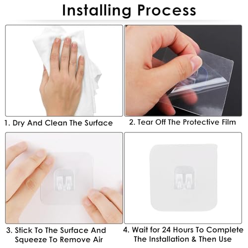 Image of Transparent Hook for Wall Without Drilling, 10 Pack Self Adhesive Hooks for Wall Heavy Duty Strong Nail Free for Hanging Photo Frame Stainless Steel