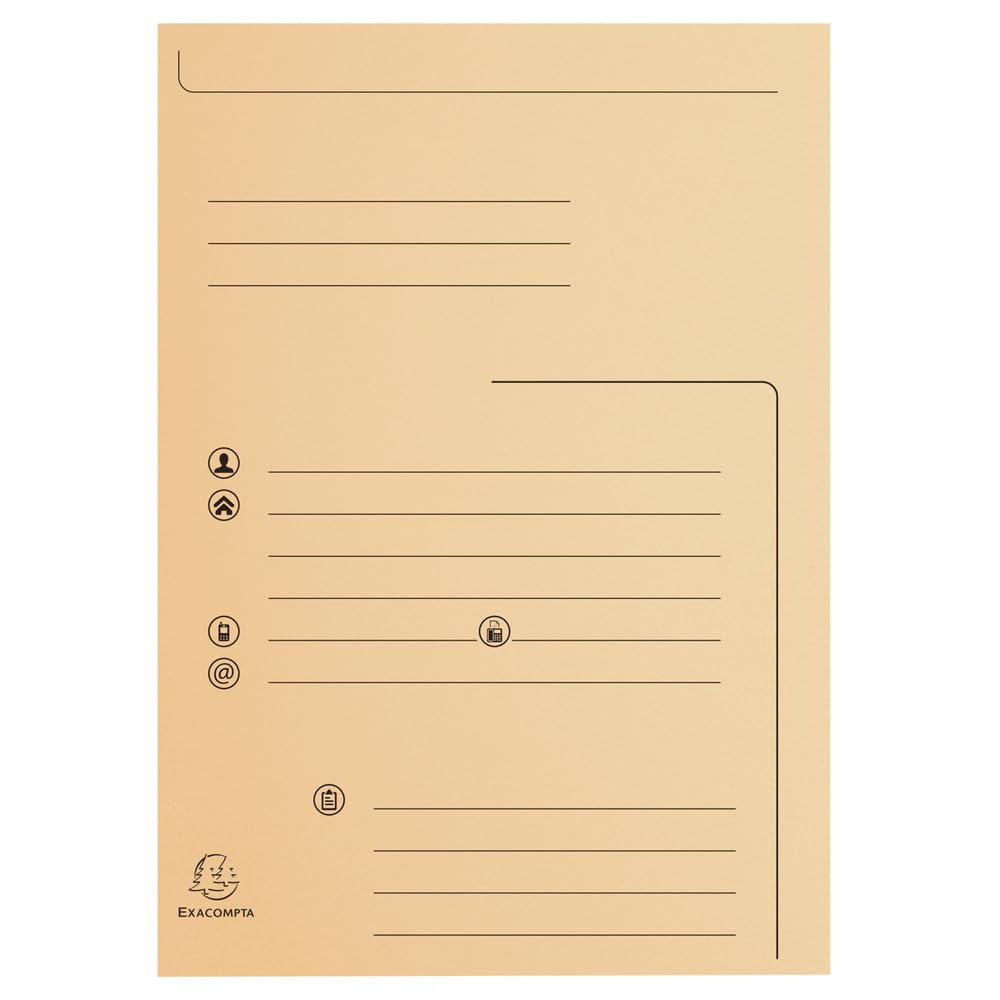 Exacompta - Ref. 334000E – Karton mit 5 Packungen mit je 25 Schnellhefter mit 2 Klappen SUPER 210 g/m² – Pastellfarben – PEFC™ zertifiziert – Maße: 24 x 32 cm für DIN A4-5 verschiedene Farben