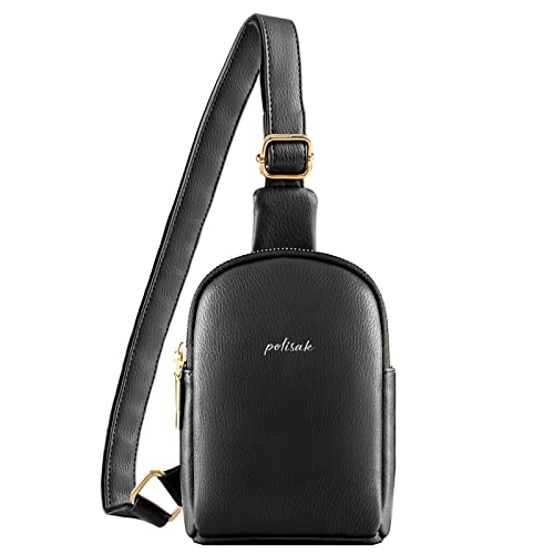 Small Crossbody Sling Bag Fanny Packs Purses Chest Bag for Women Men Teen Girls (black)