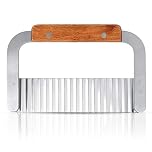 Potato Chipper, Stainless Steel Crinkle Cutter, Wavy Blade Chips Cutter Crinkle Slicer Vegetable Chopper (Silver)