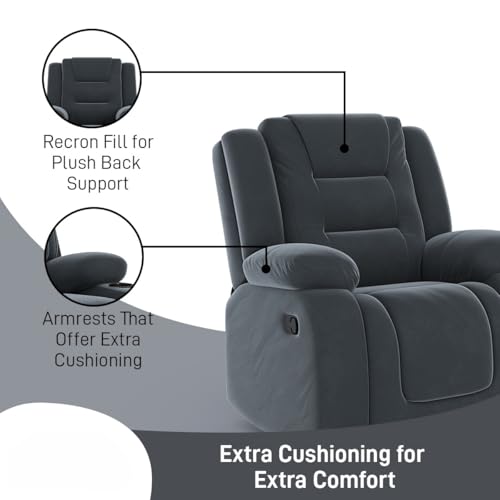 Image of Amazon Brand - Solimo Fraklin | Single Seater Sofa Recliner | Manual Recliner (Velvet Grey)