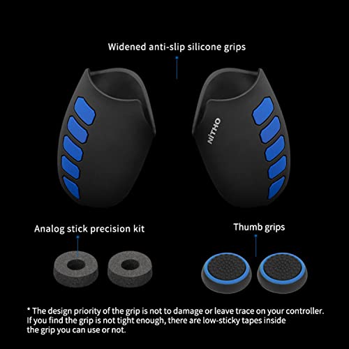 NiTHO Gaming Kit para Mando de PlayStation 4, Incluye Mangos de Silicona Antisudor, Anillos de Precisión, Empuñaduras para Pulgar, Mejora el Control y la Precisión del Juego para PS4 - Azul/Negro - imagen 3