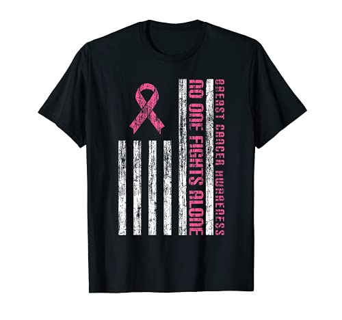 Cinta Rosa Cáncer de Mama Bandera Americana Camiseta