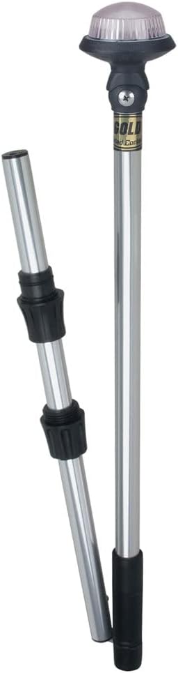 Perko 1451DP6CHR Delta-Series White All-Round Fold-in-Half Pole Light - 48" Height, 40° Adjustable Head
