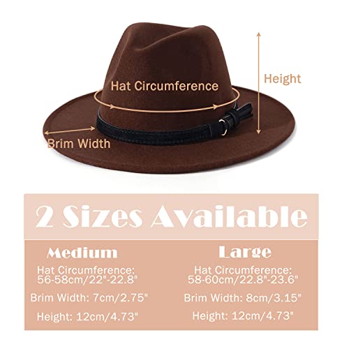 Image of Lisianthus Men & Women Vintage Wide Brim Fedora Hat | Classic Belt Buckle Decor, Adjustable Drawstring, Inner Breathable Sweatband, Timeless Style, Ideal for Travel & Daily