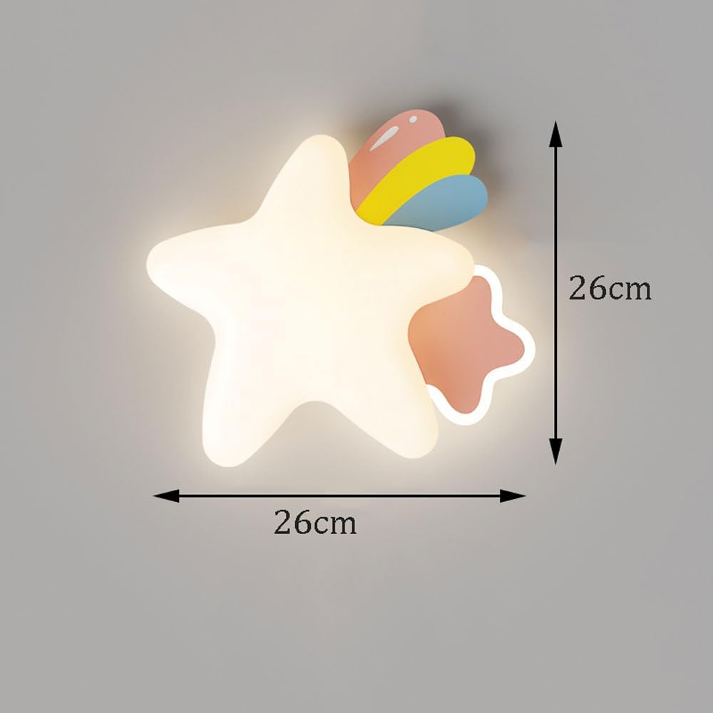 Modern Children Bedroom Wall Light Nordic Moon and Start Nursery Wall Sconce Cream Style White Cloud Wall Light Fixture for Girls Boys Room 3-Color Kindergarten Wall Mounted Lamp Decor