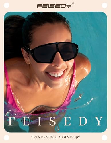 FEISEDY Women Sunglasses Oversized, One Piece Design, Vintage Trendy Square Sun Glasses B01922
