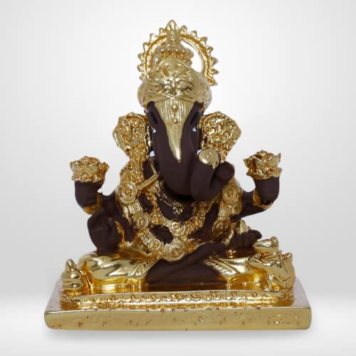Image of Neodrift Ganesh Idol for Car Dashboard (Real 24kt & 999 Silver Plated, Dual-Tone Gold & Silver) (Model ND12) - Enhance Your Drive
