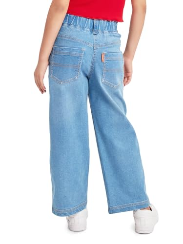 Image of olele Girls Super Jeans Collection for 4-14 Yrs | Stretchable Cotton Denim Trousers | Blue Jeans for Kids | Baggy Denim Pants | Cargo Pants for Girls