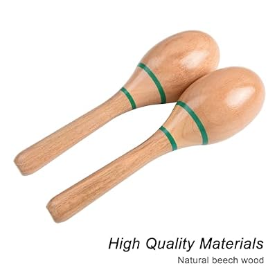 2 Pcs Wood Maracas for Kids Adults, Wooden Maracas Shakers Musical Instrument