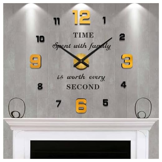 VANGOLD Large Wall Clock DIY Wall Decorations 3D Sticker Frameless Clock for Home Living Room Bedroom Office Decor
