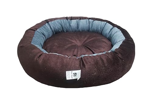 Image of Small Size Dog Bed for Small Size Dogs, Puppies, Kitten and cat Bed Velvet Fabric Dual Color Grey-Brown Anti Skid Bottom Washable Export Quality Pet Bed