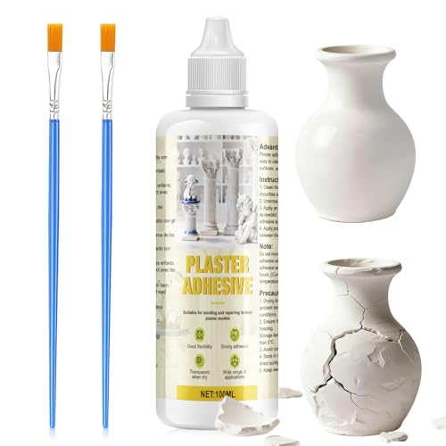 WEILAOK Pegamento Ceramica, Pegamento Yeso, Pegamento Fuerte para Unir y Reparar Yeso, Porcelana y Arcilla, Seco y Transparente, Fuerte Adhesión, 100ml