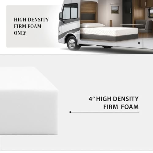 Image of Foamma 4 inch x 48 inch x 75 inch, Firm, Mattress Replacement for RV Bunk, Camper, Truck & Travel Trailer, Back Support, CertiPUR-US Certified, Made in USA, Cover Not Included.