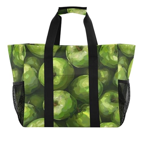 YETTASBIN Fresh Apples Large Foldable Travel Tote Bag, Lightweight Waterproof Swim Pool Bag with Handles & Pocket for Beach Outdoor, Reusable Grocery Bag for Kitchen, Shopping2