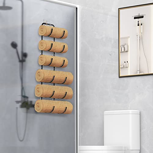 Towel Rack, Adhesive Towel Racks For Bathroom Glass Tiles Wall, No Drilling Bathroom Towel Rack, Towel Storage Holder For Rv Camper (Black) #TOP1