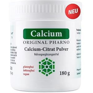 Calcium-Citrat Pulver – 100% Pures Calciumcitrat ohne Zusätze – 180 g | 1 Dose [Original-Pharno]