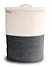 Large Laundry Basket with Lid, Tall Laundry Hamper with Lid, Cotton Rope Basket Woven Storage Organizer for Blankets Pillows Towels Clothes Toys Baby Nursery Bathroom Living Room Kitchen, Gray & White