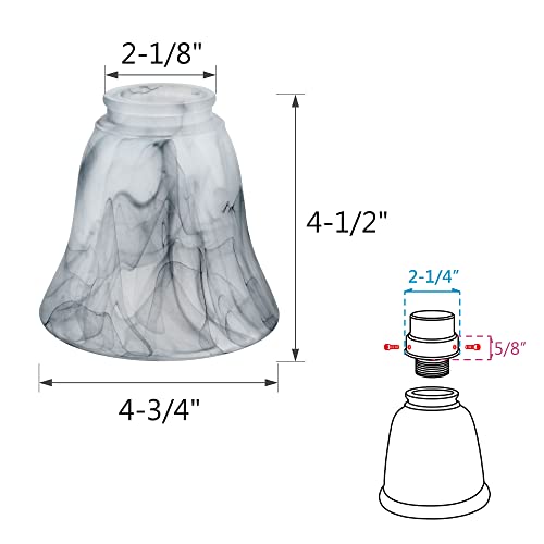 Aspen Creative 23166-4 Traditional Smokey Alabaster Bell Ceiling Fan Replacement Glass Shade, 2-1/8" Fitter, 4-3/4" Diameter x 4-1/2" Height 4 Pack by Aspen Creative - Used condition - Image 2